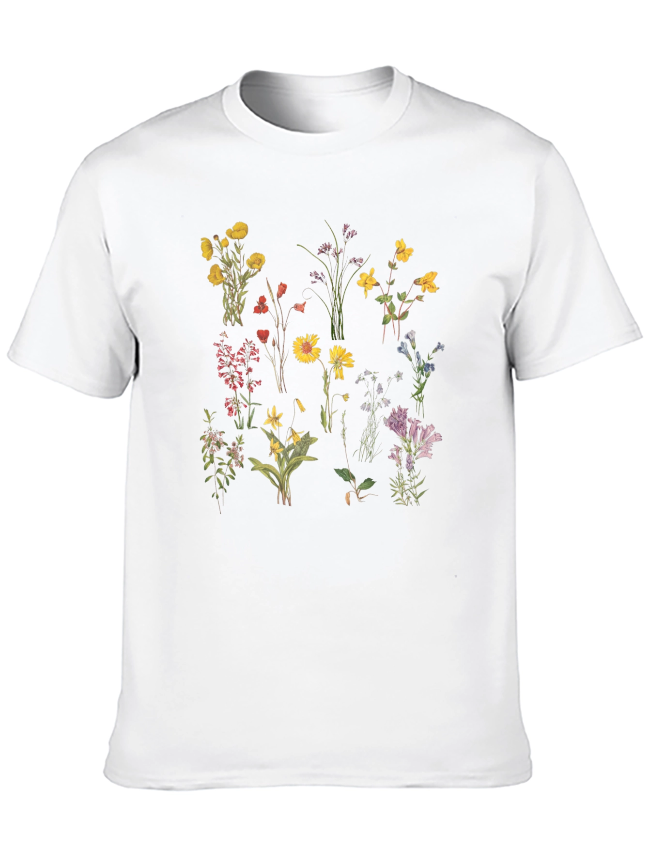 Floral Print Black T-Shirt - Botanical Style