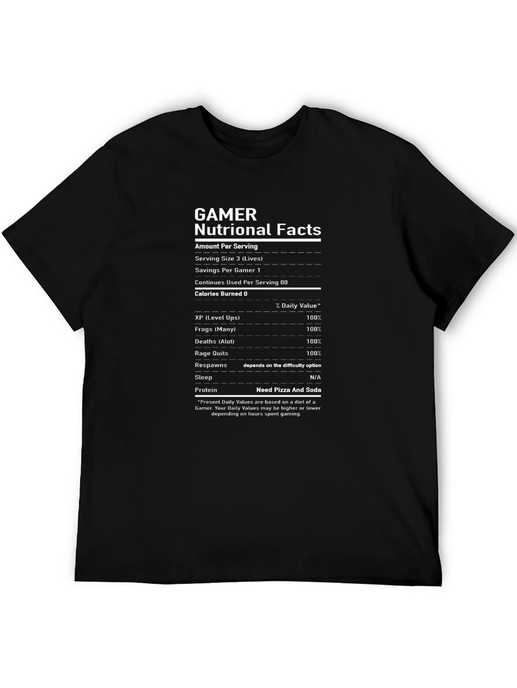 Gamer Nutritional Facts T-Shirt