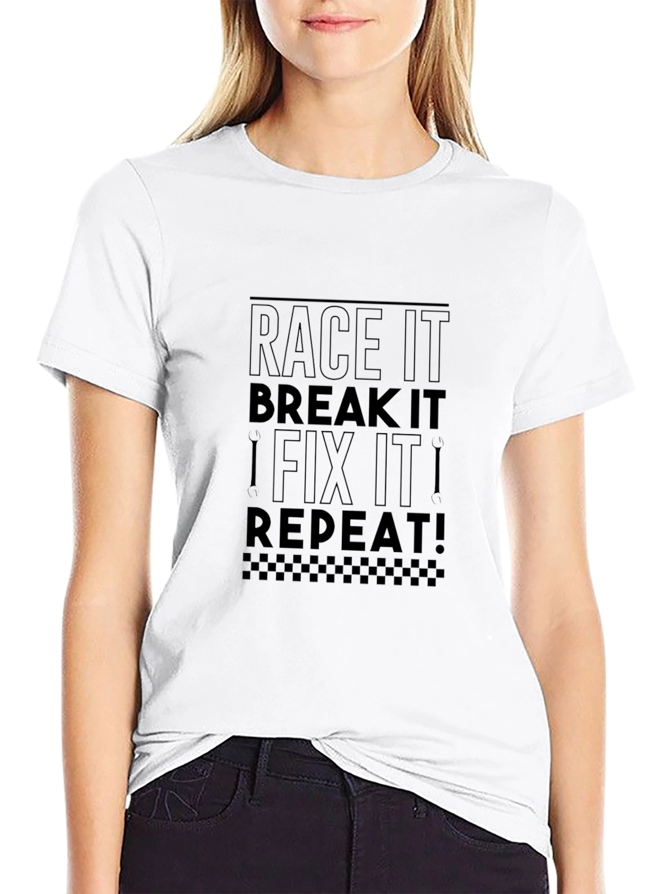 Race It Break It Fix It Repeat Black Tee