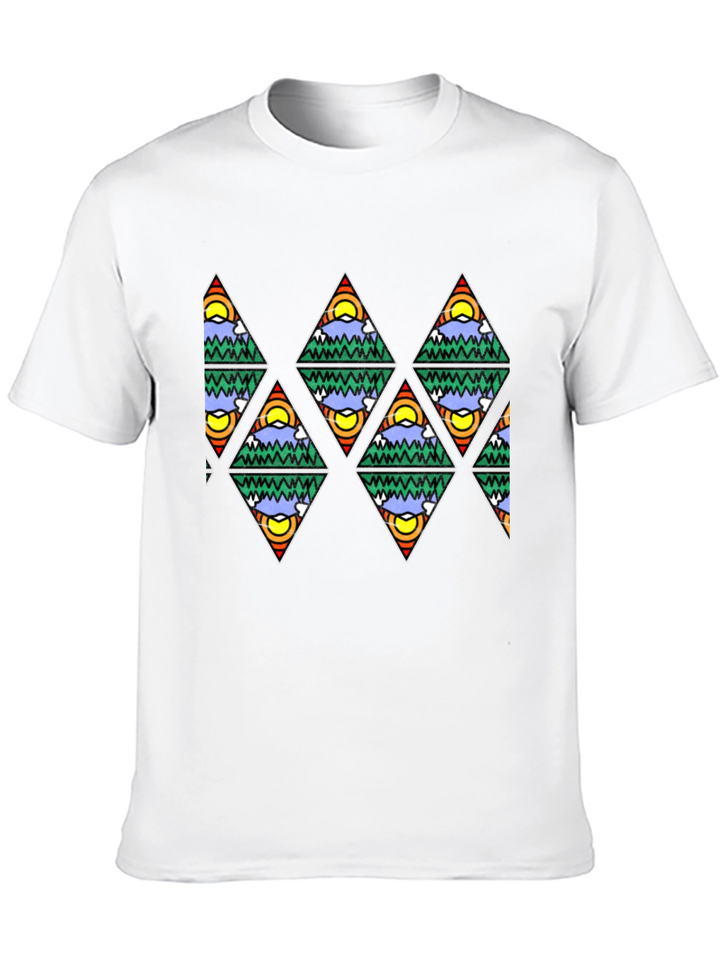 Mountain Scene Triangle Pattern T-Shirt