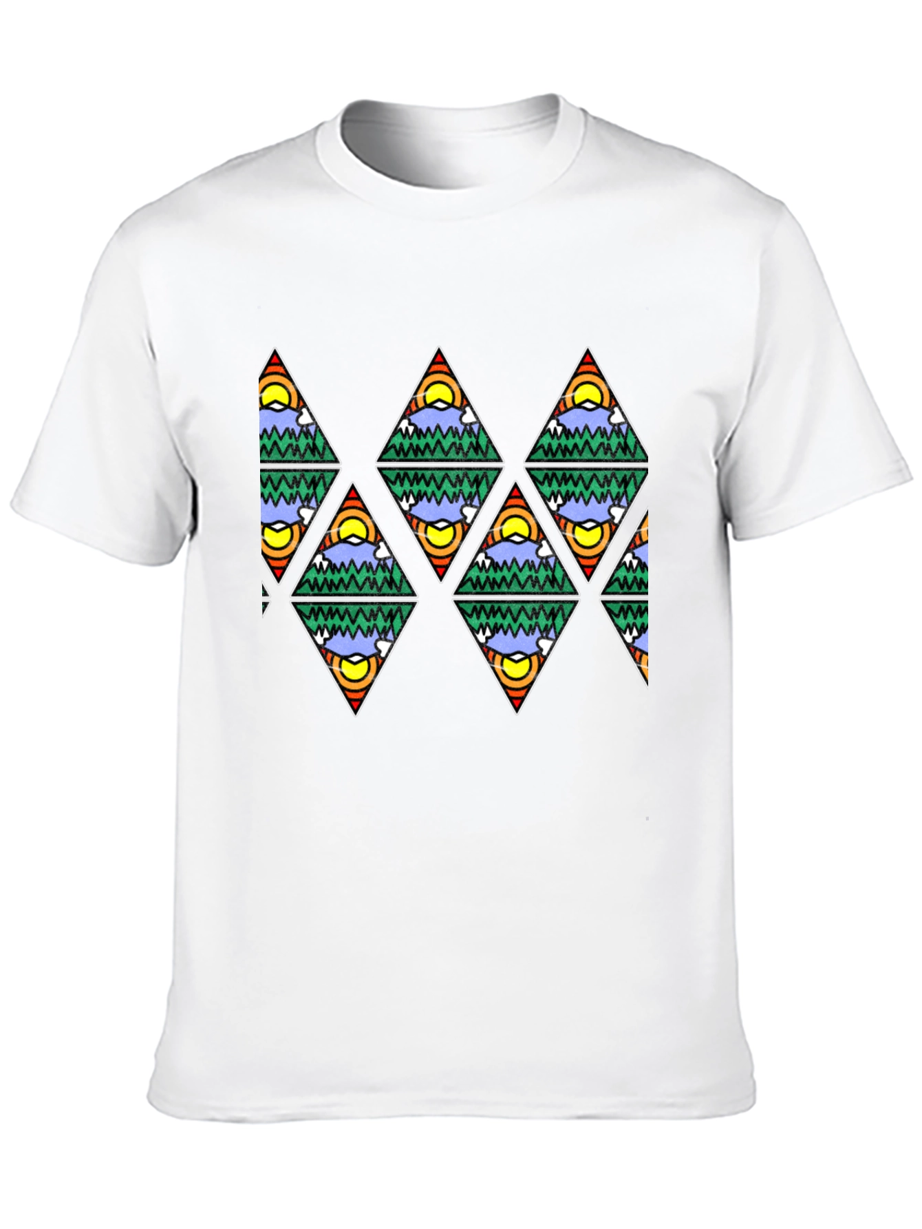 Mountain Scene Triangle Pattern T-Shirt