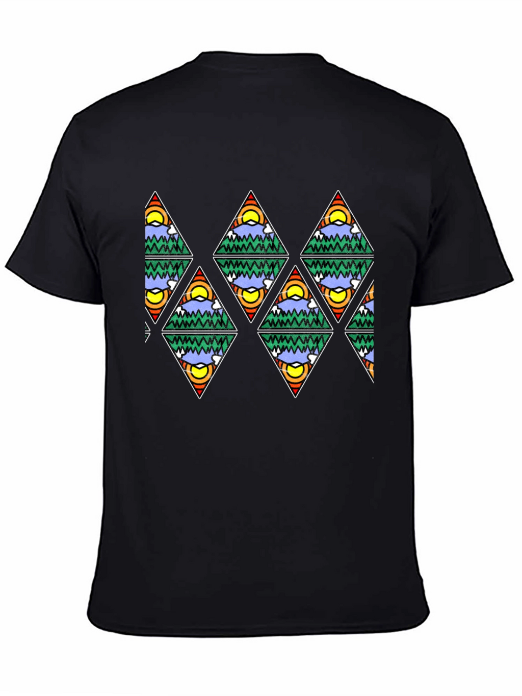Mountain Scene Triangle Pattern T-Shirt