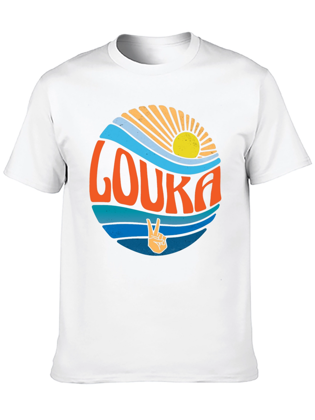 Retro Louka T-Shirt - Peace Sun and Waves