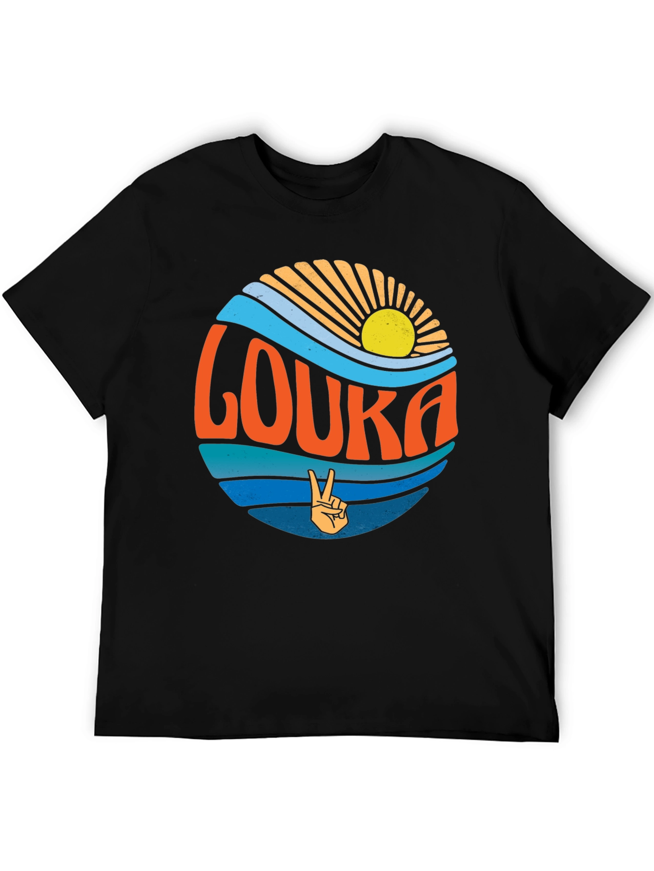 Retro Louka T-Shirt - Peace Sun and Waves