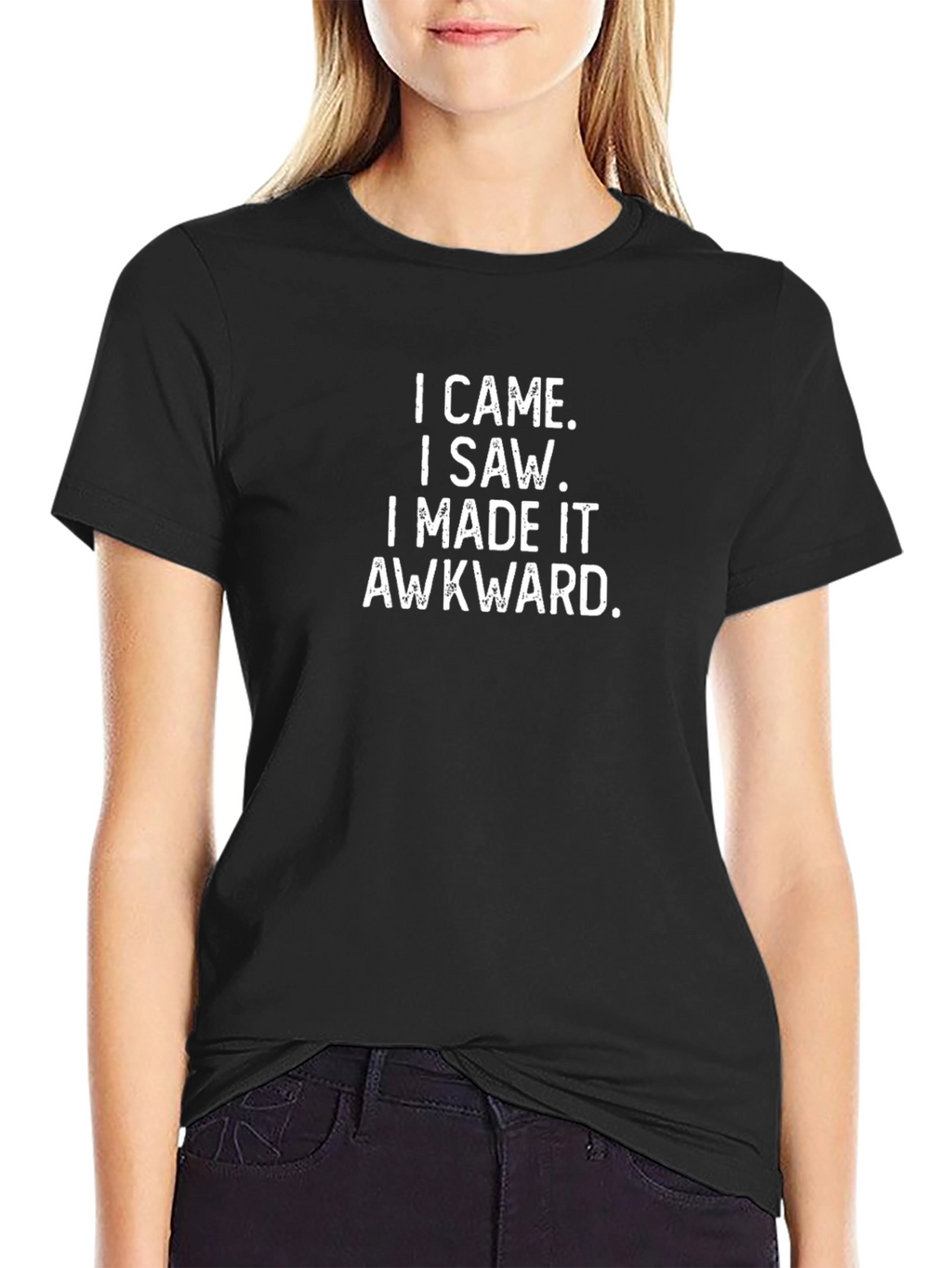 Awkward Humor Graphic Tee - Black Cotton Blend