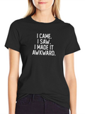 Awkward Humor Graphic Tee - Black Cotton Blend