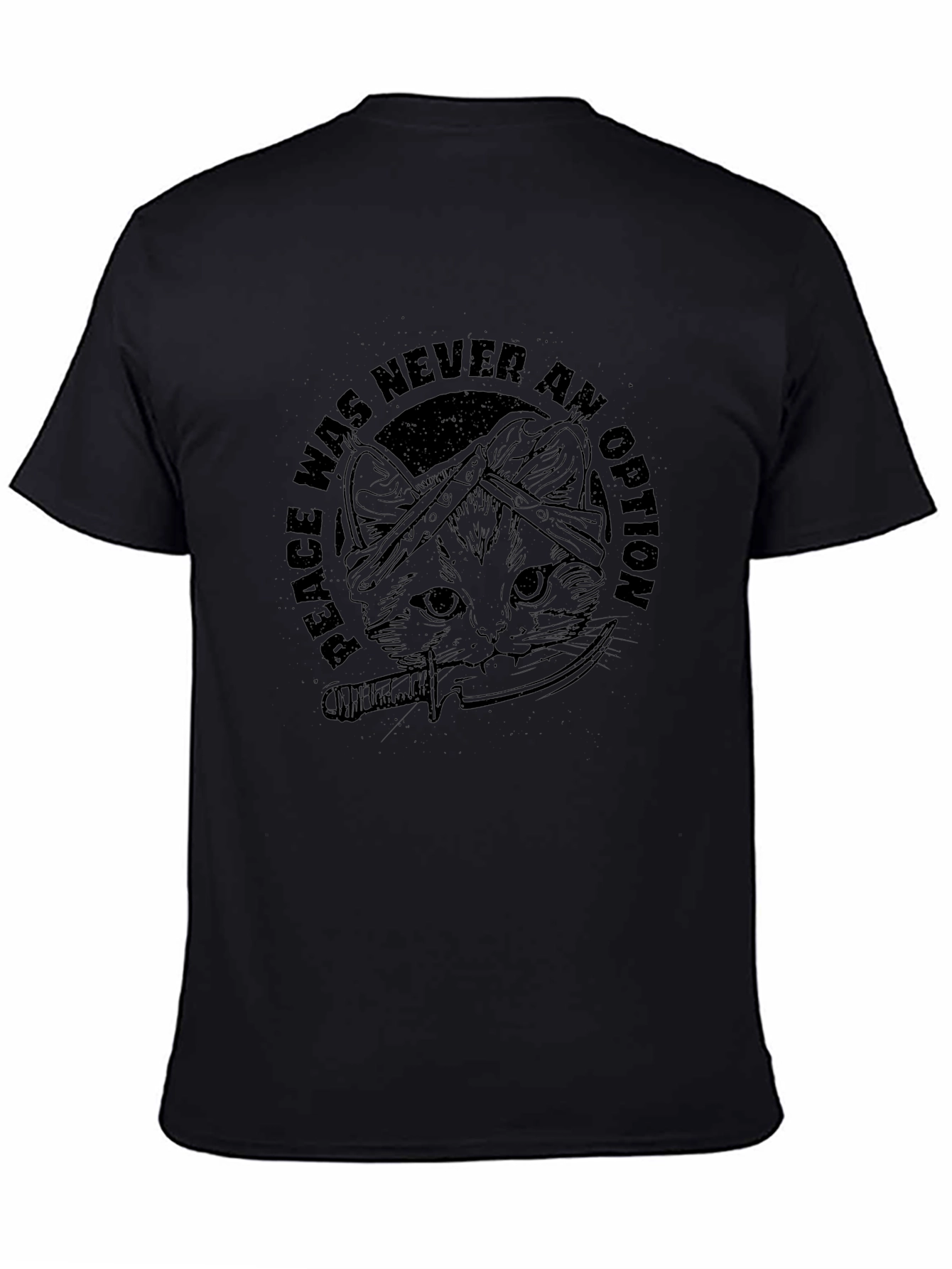 Peace Was Never An Option Cat Graphic T-Shirt