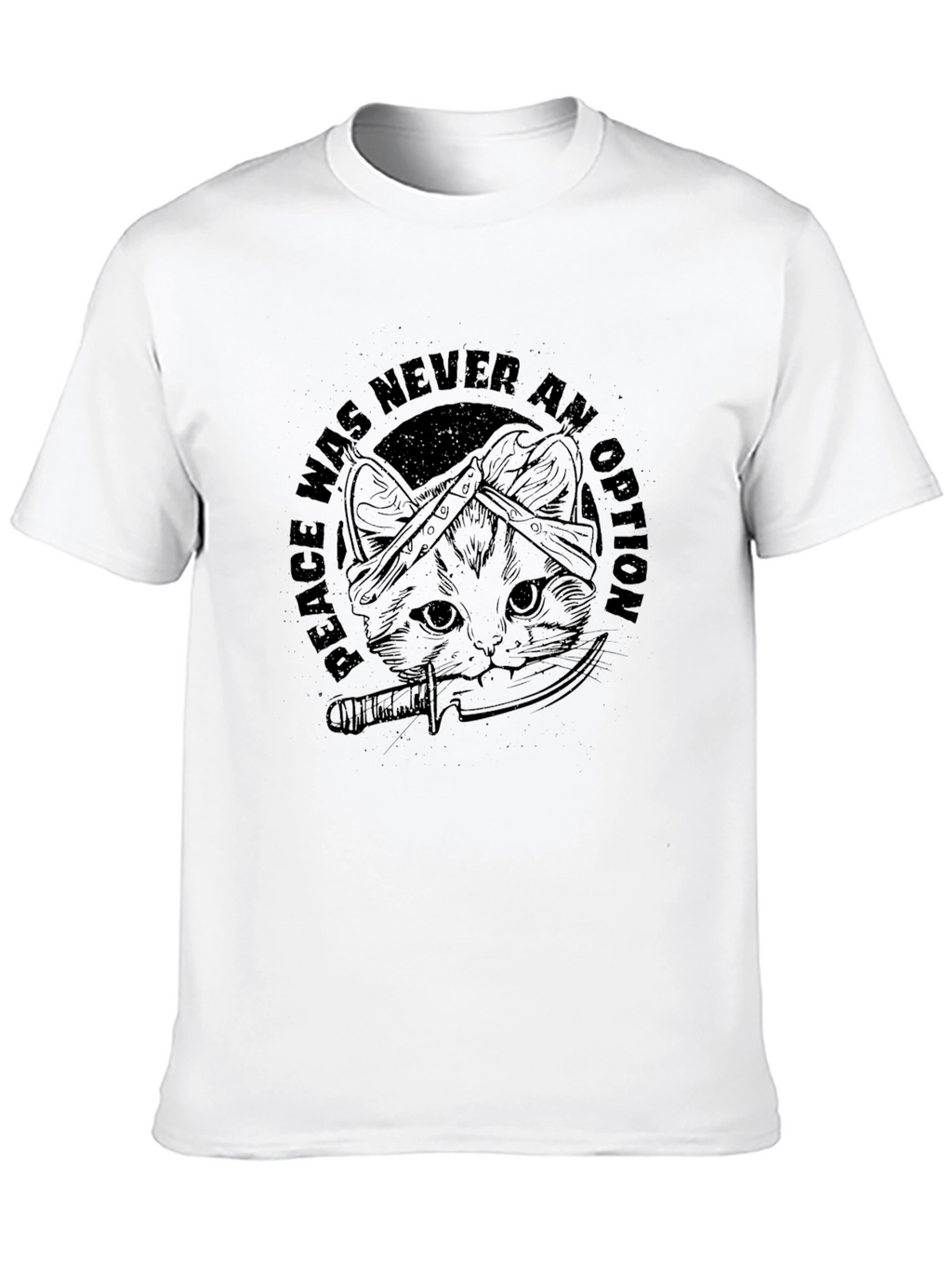 Peace Was Never An Option Cat Graphic T-Shirt