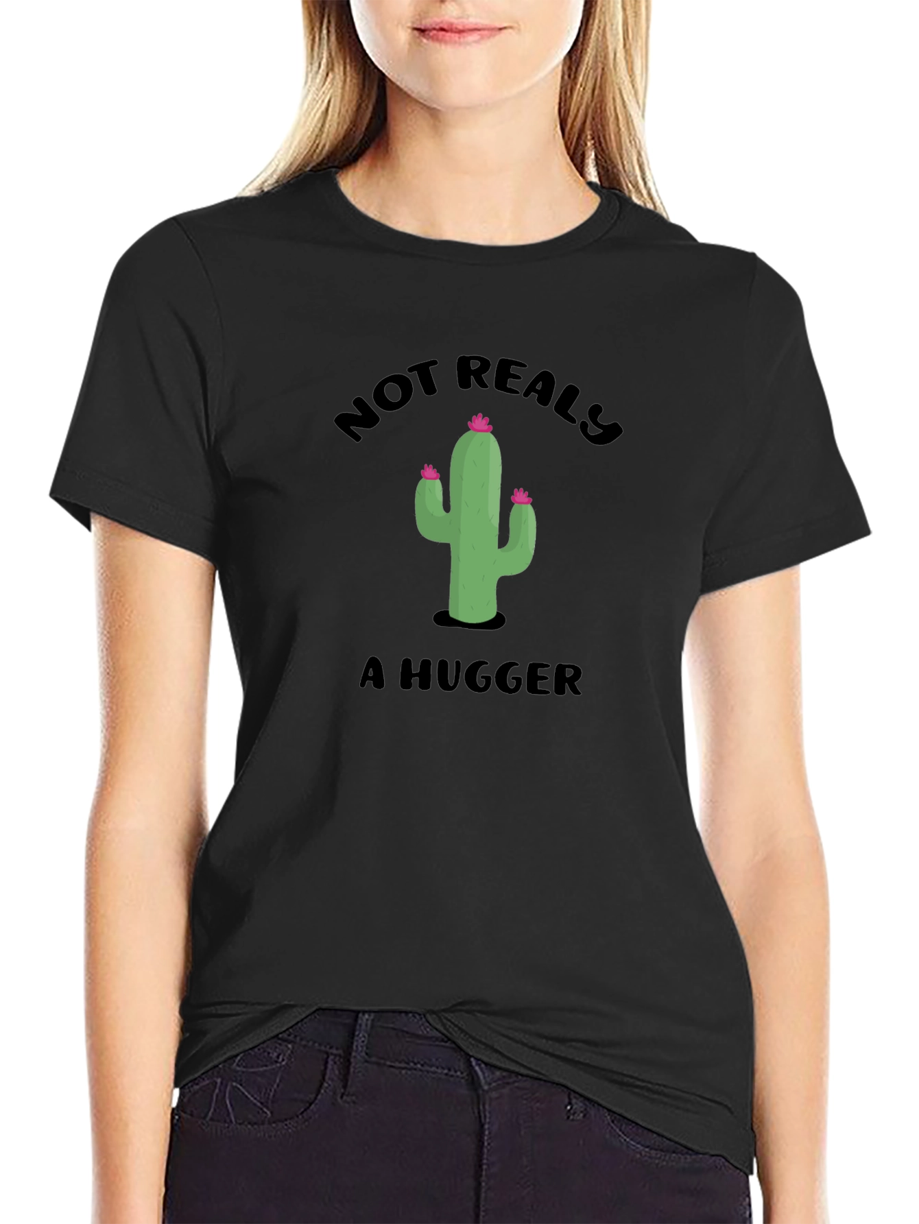 Not Really A Hugger Cactus Graphic T-Shirt