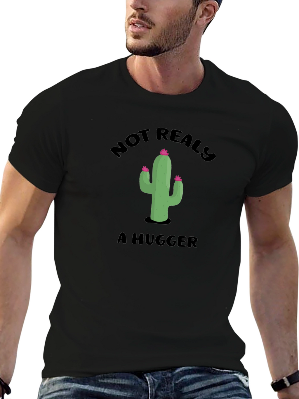 Not Really A Hugger Cactus Graphic T-Shirt
