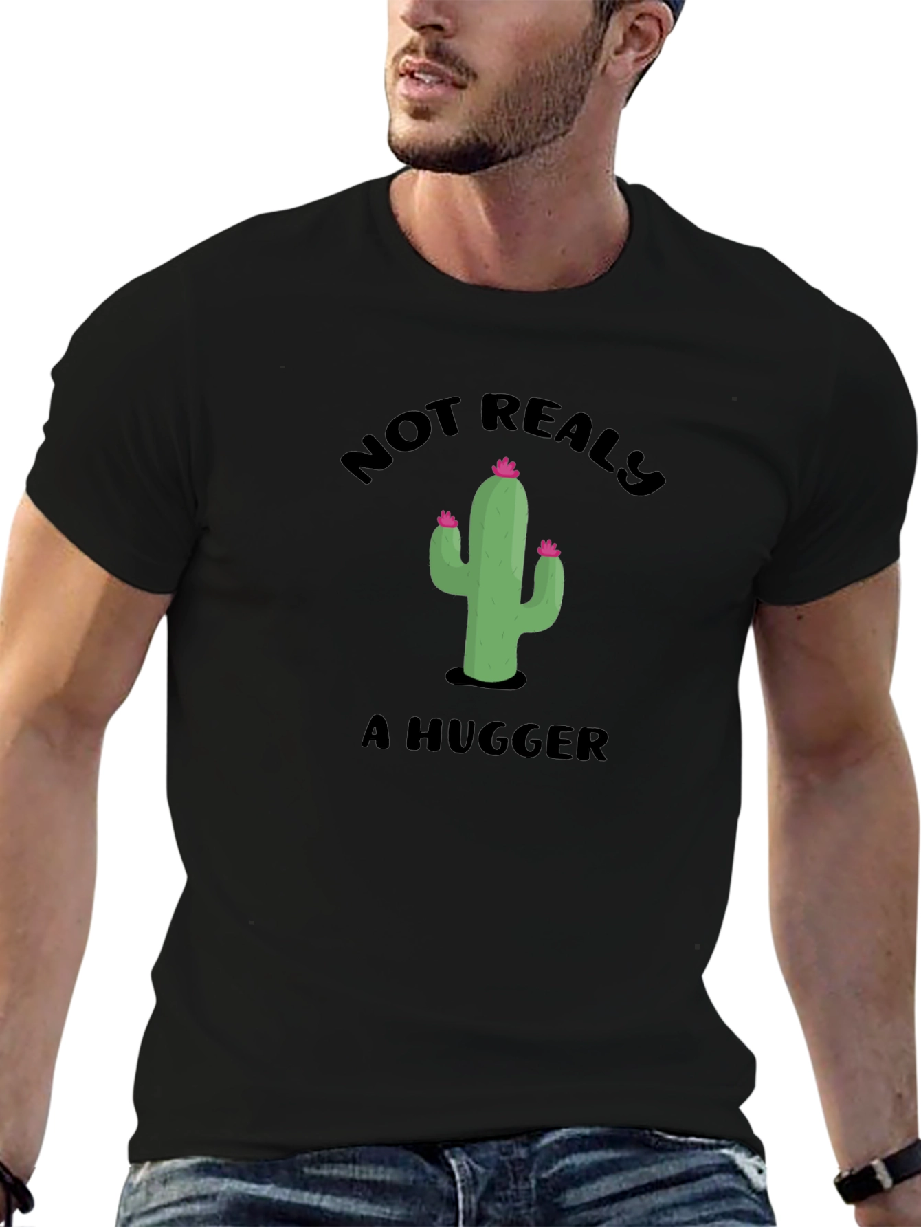 Not Really A Hugger Cactus Graphic T-Shirt