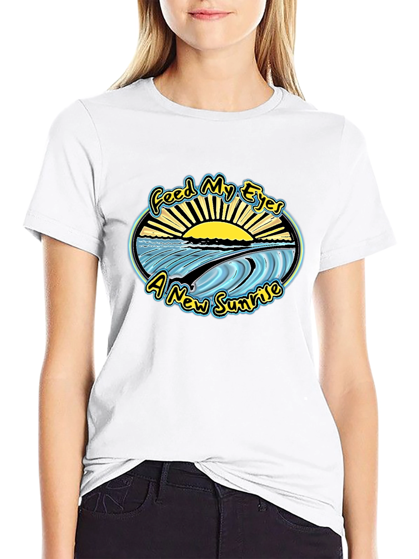 Feed My Eyes Sunrise Graphic T-Shirt - Black