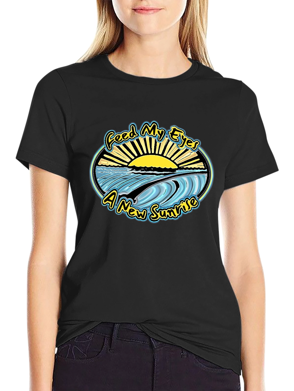 Feed My Eyes Sunrise Graphic T-Shirt - Black