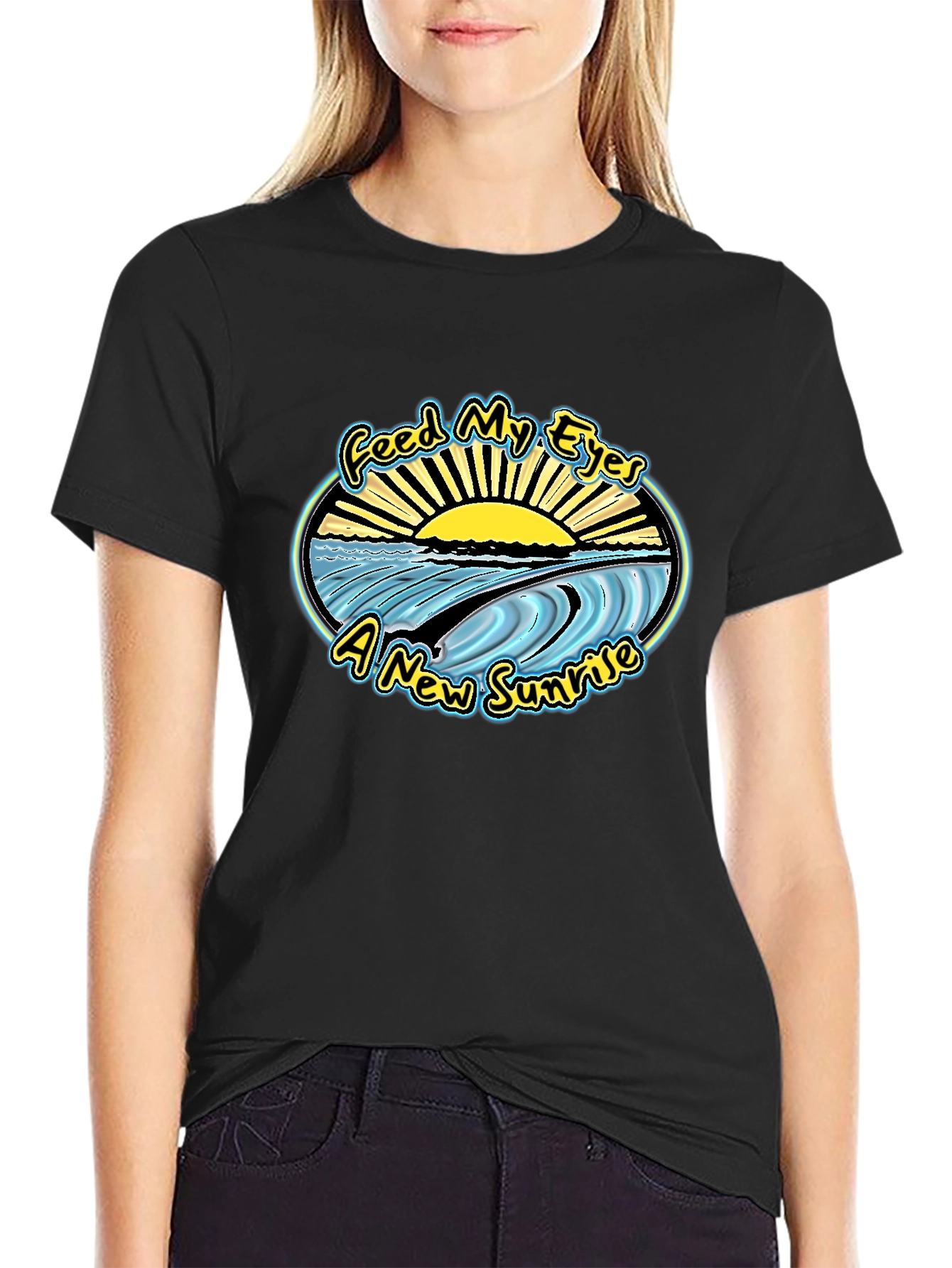 Feed My Eyes Sunrise Graphic T-Shirt - Black
