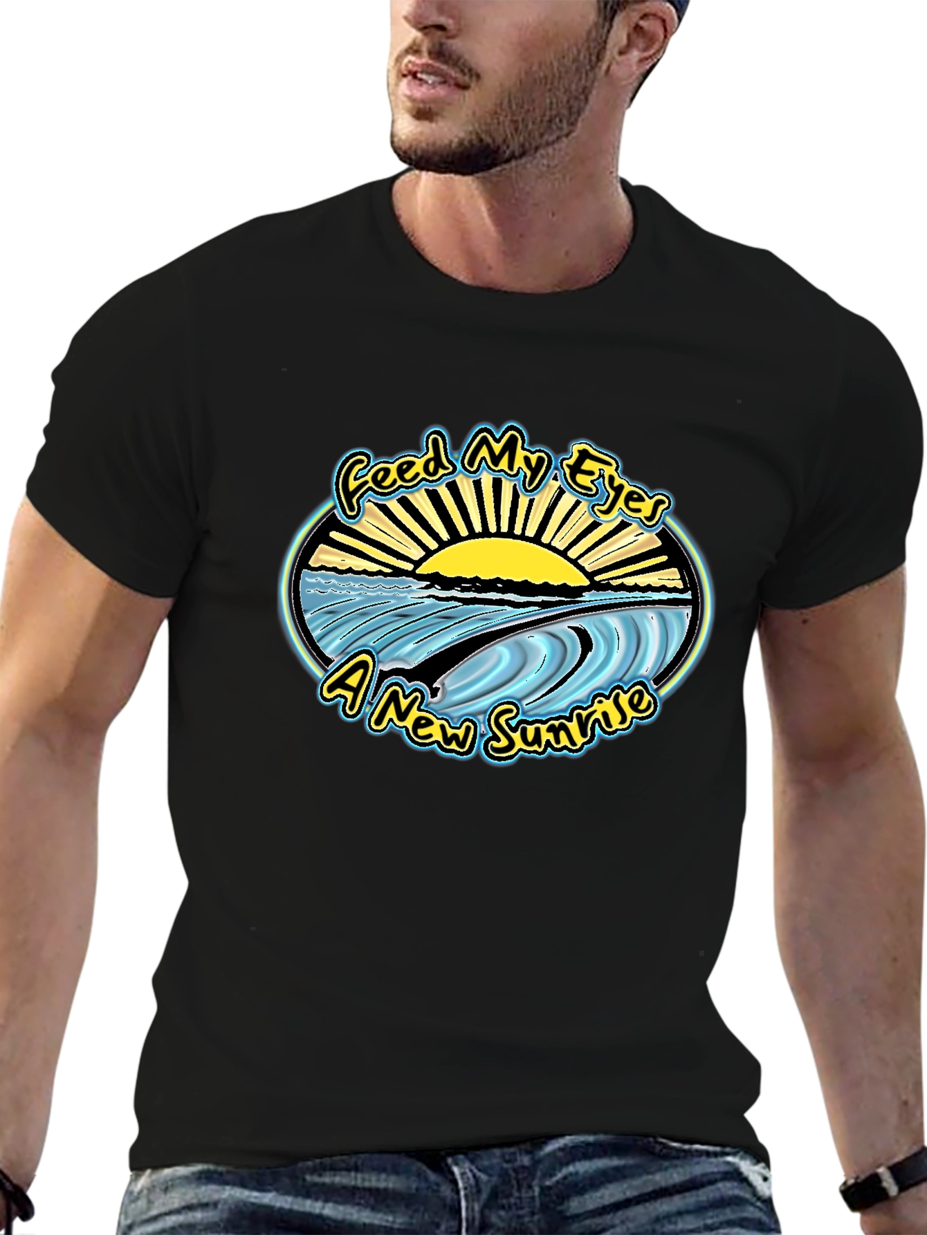 Feed My Eyes Sunrise Graphic T-Shirt - Black