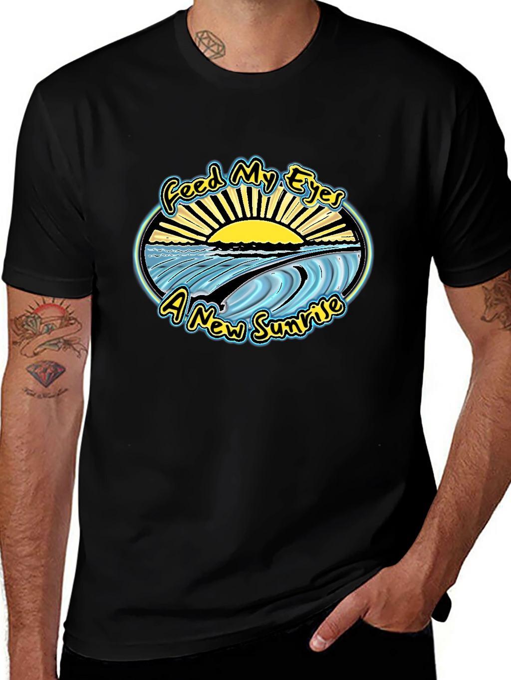 Feed My Eyes Sunrise Graphic T-Shirt - Black