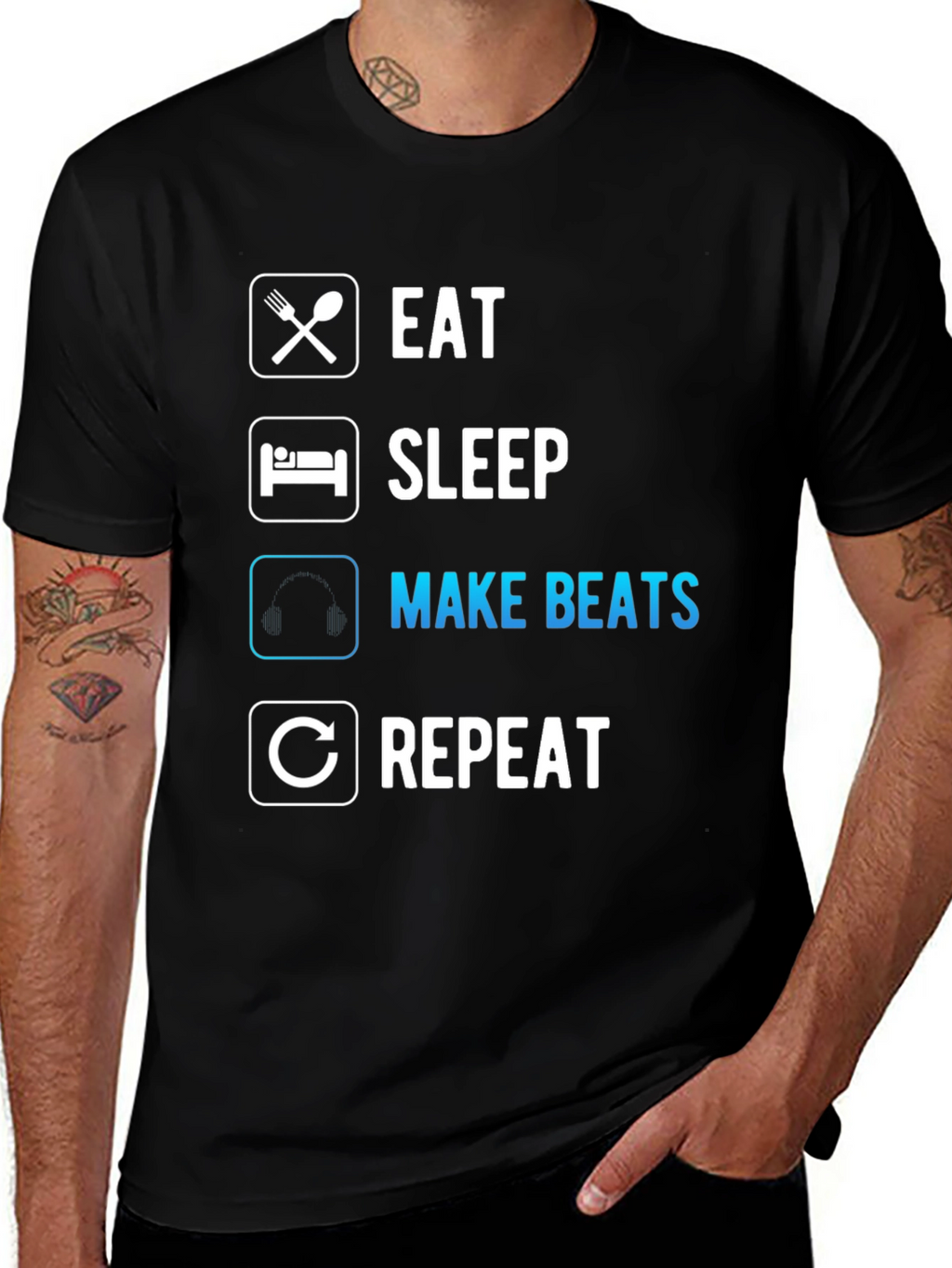 Eat Sleep Make Beats Repeat Graphic Tee