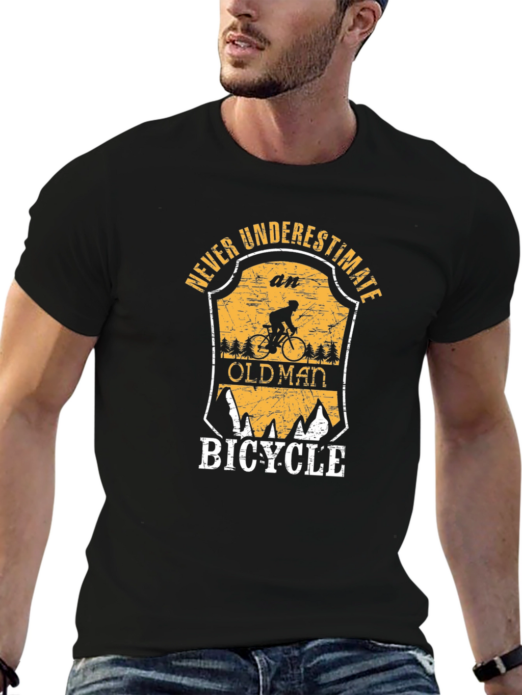 Never Underestimate an Old Man Bicycle T-Shirt
