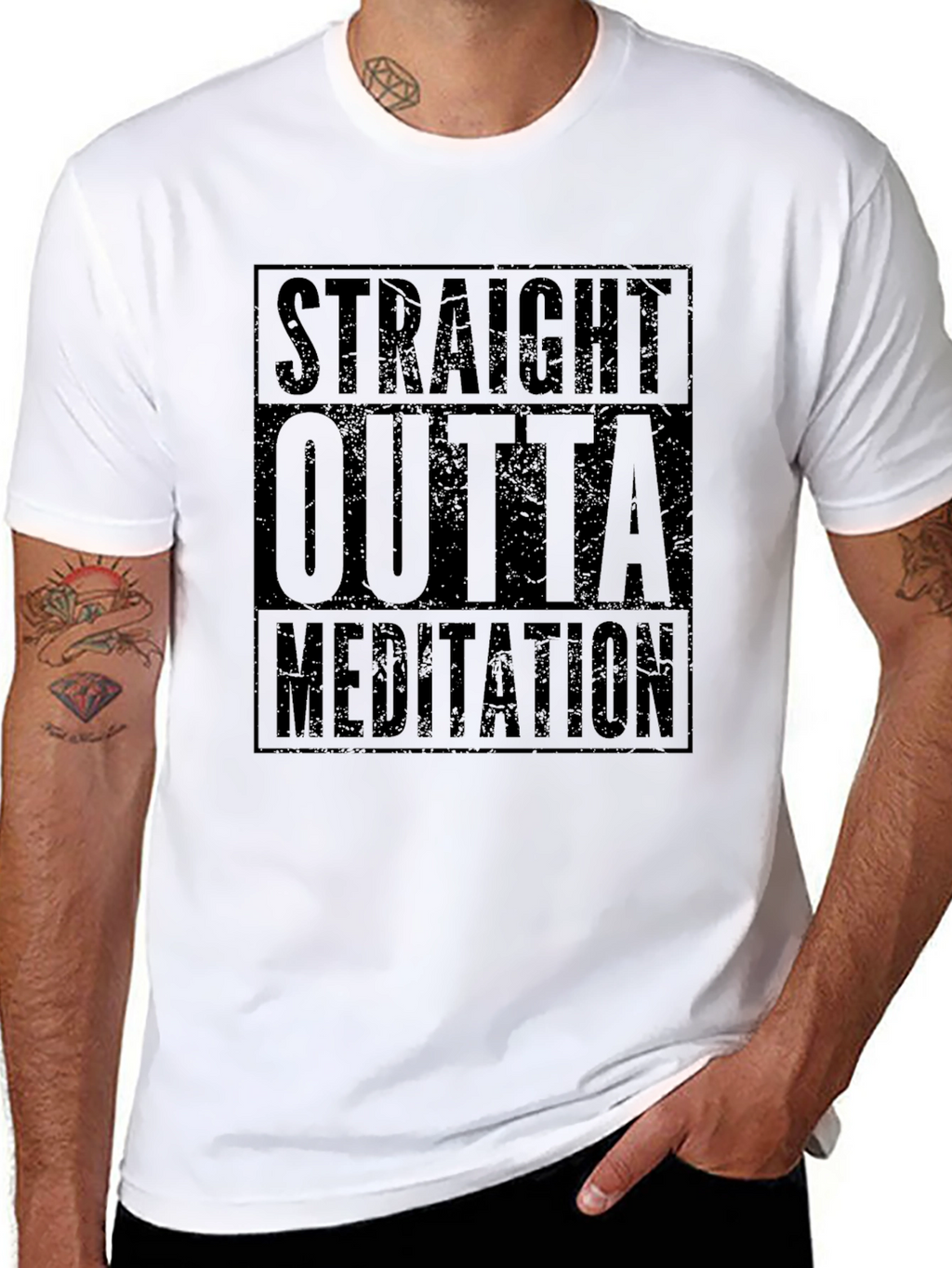 Straight Outta Meditation Black T-Shirt