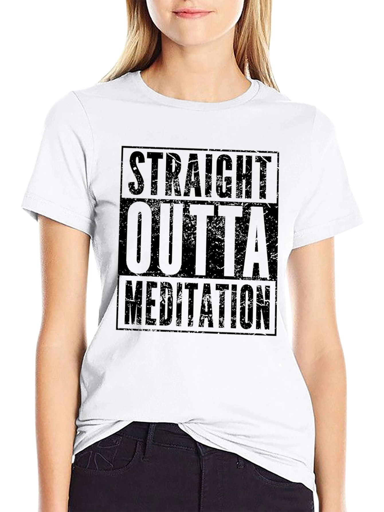 Straight Outta Meditation Black T-Shirt