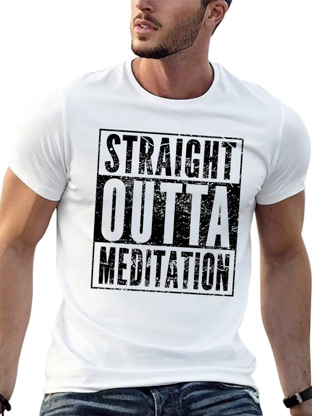 Straight Outta Meditation Black T-Shirt