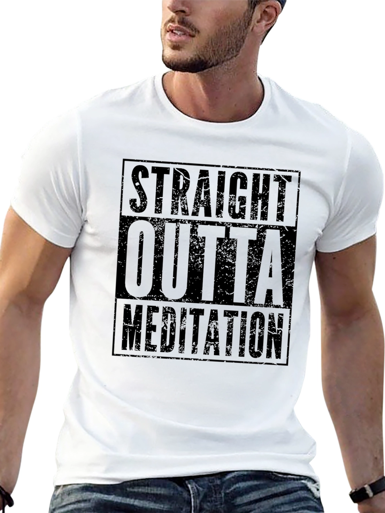 Straight Outta Meditation Black T-Shirt