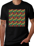 Abstract Ribbon Pattern Mens Black T-Shirt