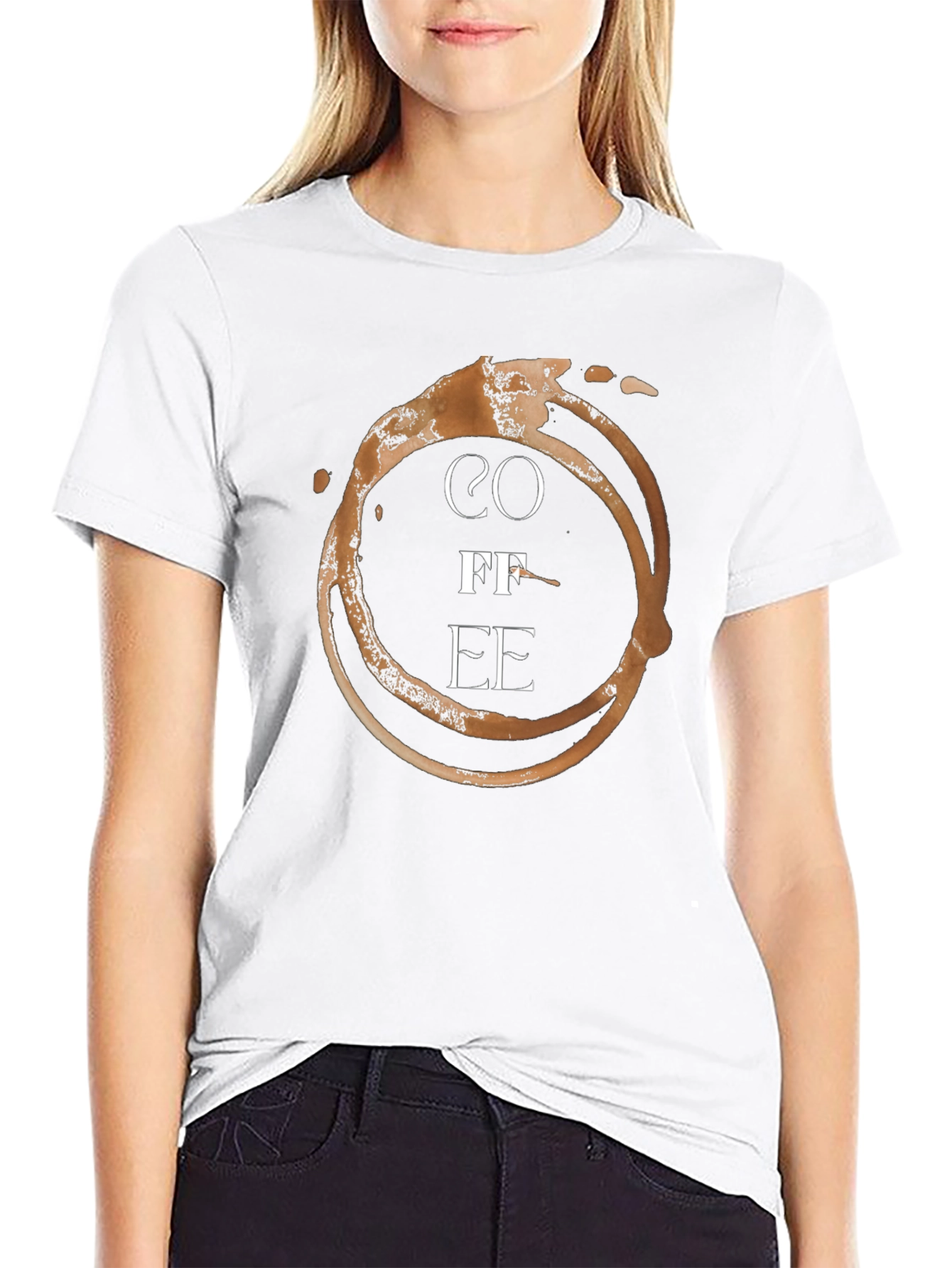 Coffee Stain Graphic T-Shirt - Black