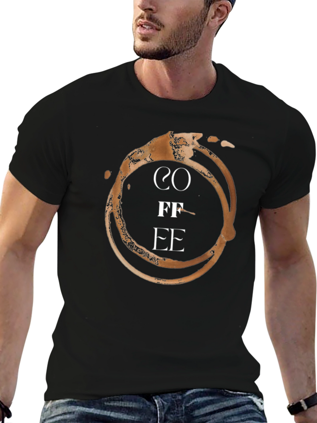 Coffee Stain Graphic T-Shirt - Black