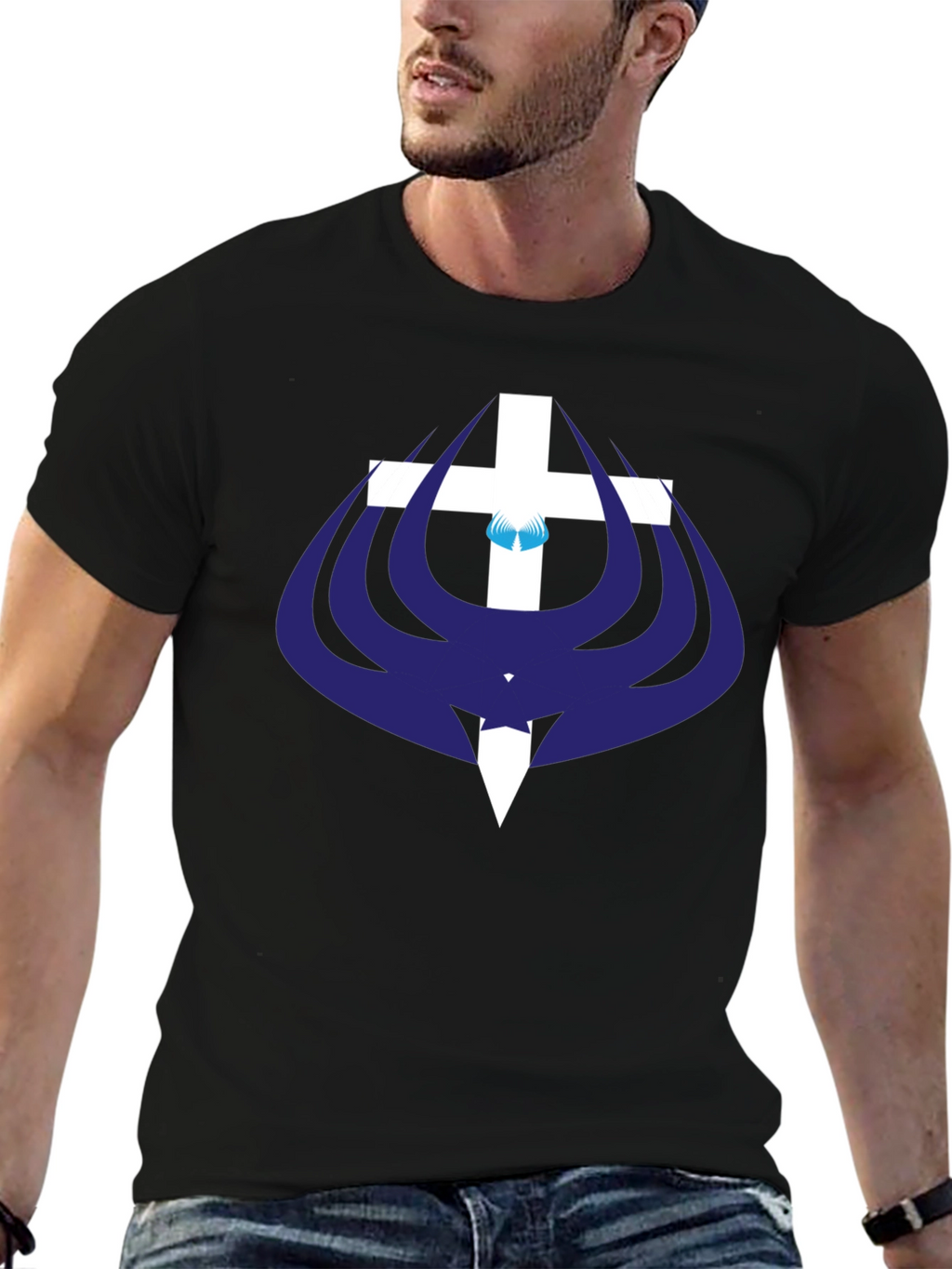 Christian Cross Graphic T-Shirt - Mens Black Tee