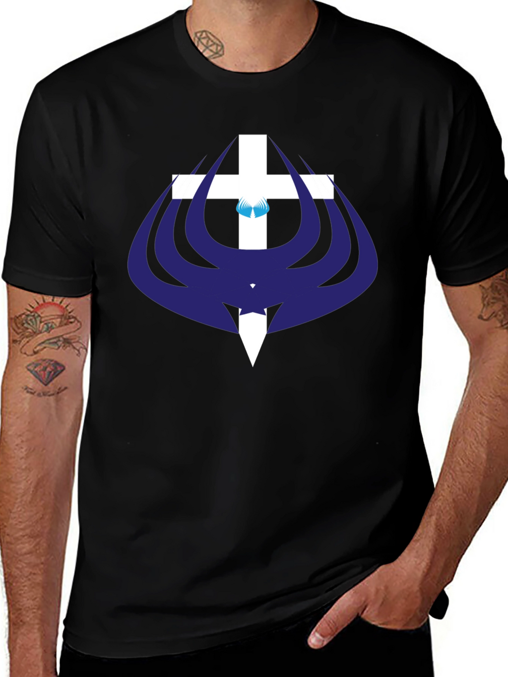 Christian Cross Graphic T-Shirt - Mens Black Tee