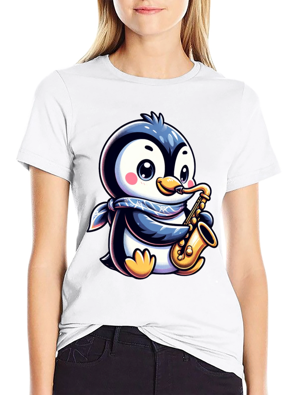 Penguin Sax Player T-Shirt - Unique Graphic Tee