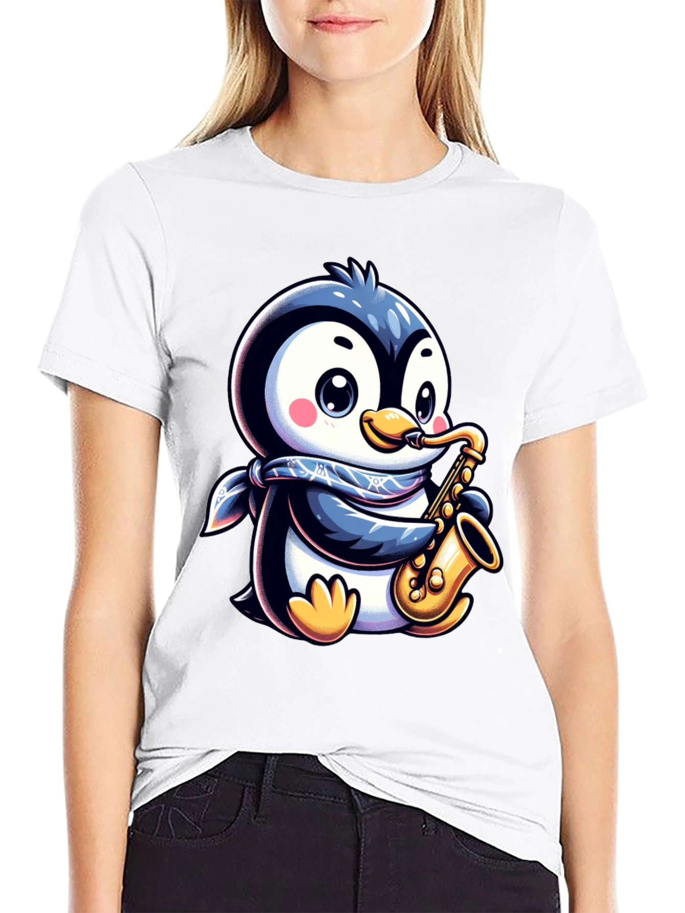 Penguin Sax Player T-Shirt - Unique Graphic Tee