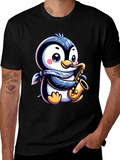 Penguin Sax Player T-Shirt - Unique Graphic Tee