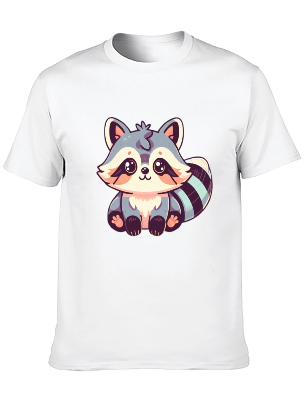 Cute Raccoon Graphic Print Black T-Shirt