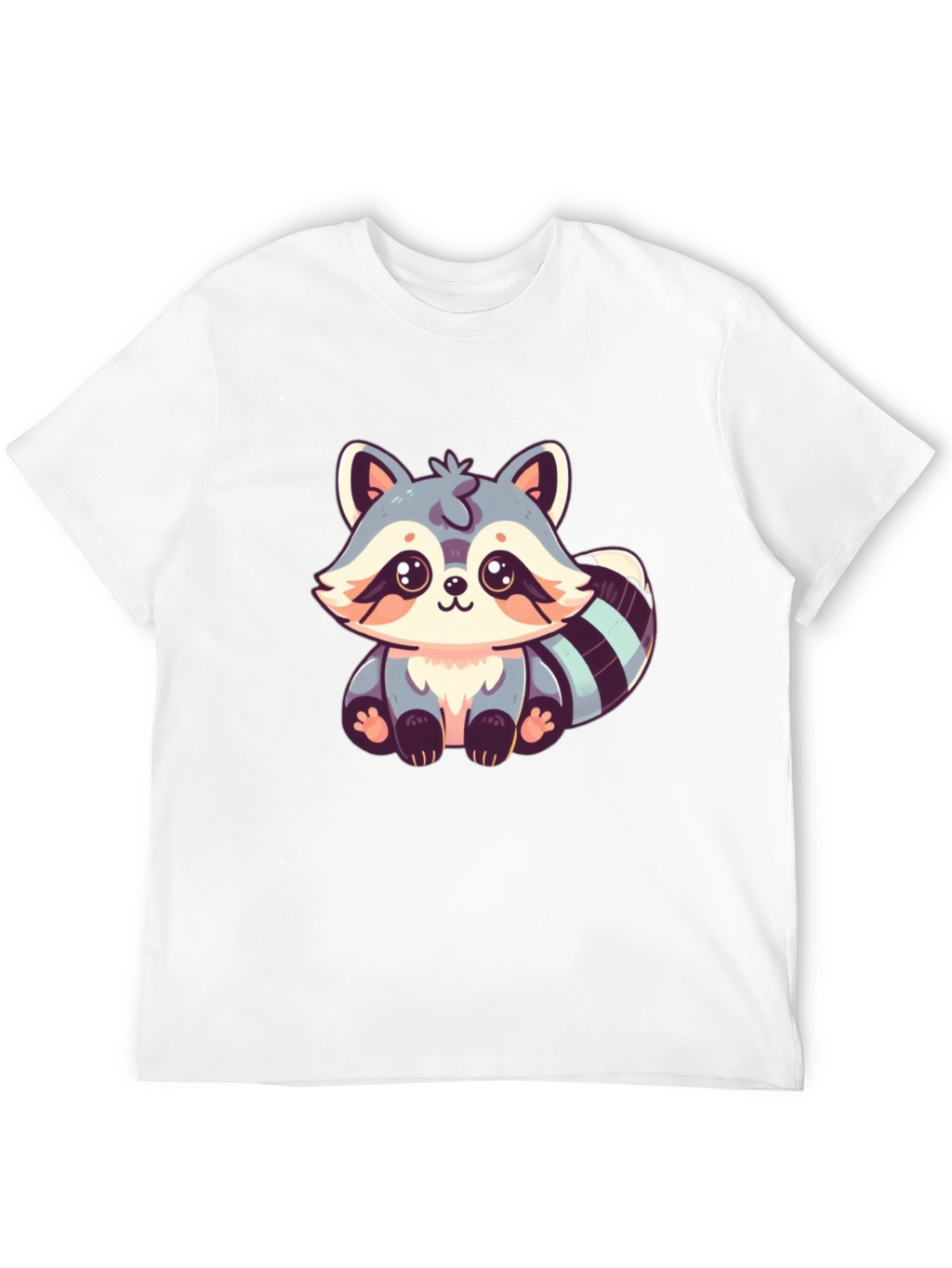 Cute Raccoon Graphic Print Black T-Shirt