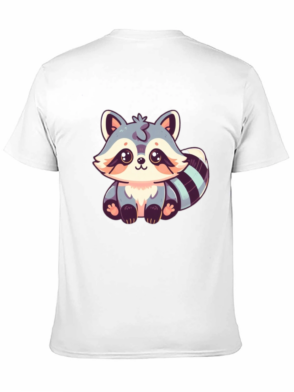 Cute Raccoon Graphic Print Black T-Shirt