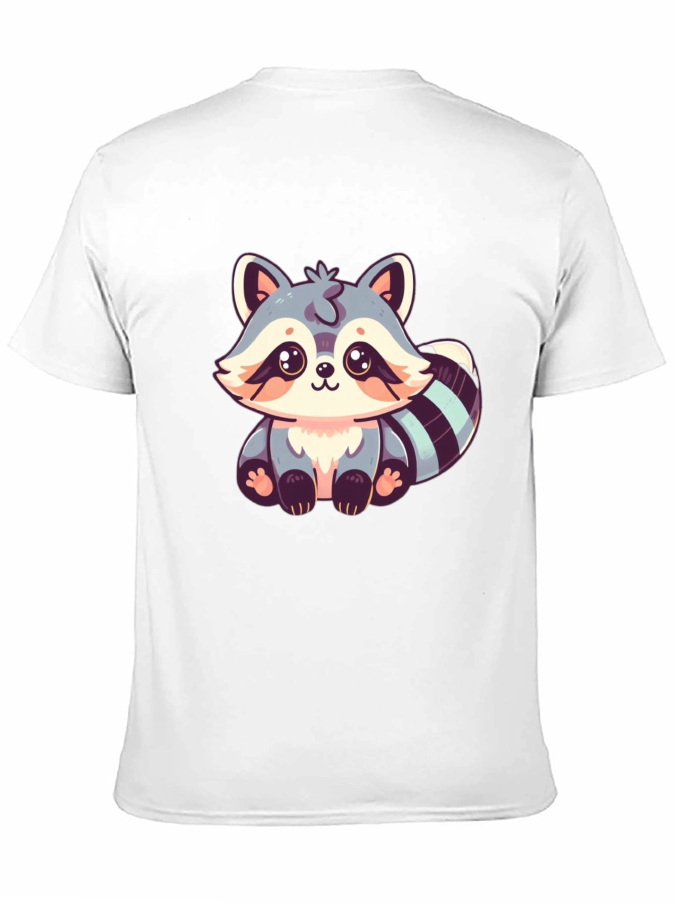 Cute Raccoon Graphic Print Black T-Shirt
