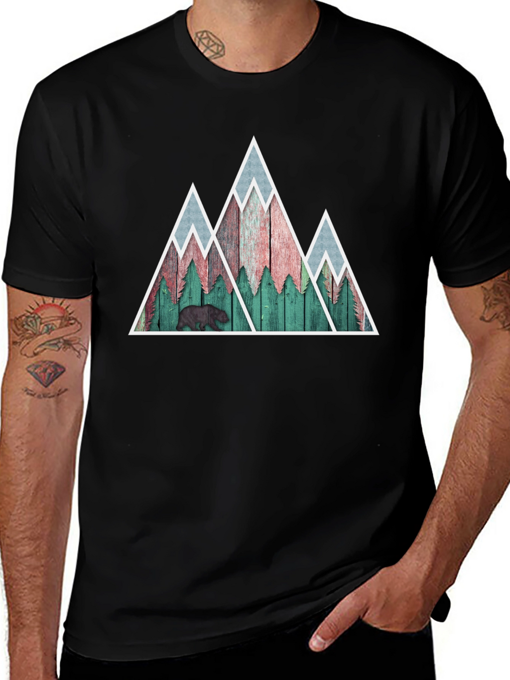 Mountain Bear Graphic Tee - Nature Inspired Mens Shirt