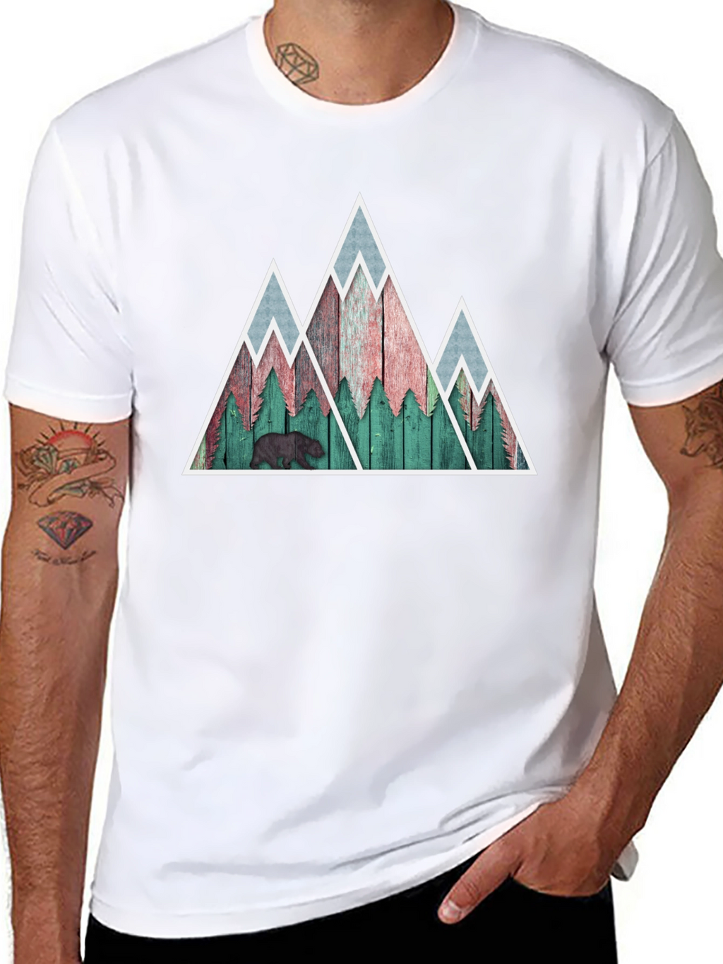 Mountain Bear Graphic Tee - Nature Inspired Mens Shirt