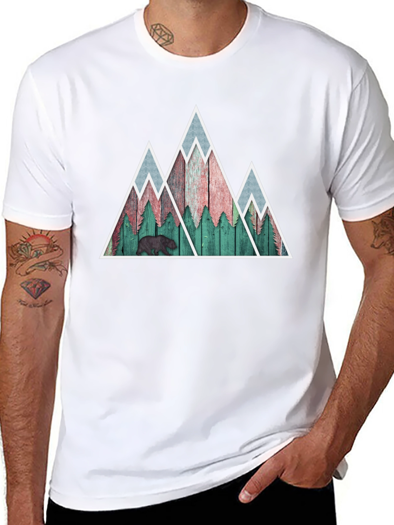 Mountain Bear Graphic Tee - Nature Inspired Mens Shirt