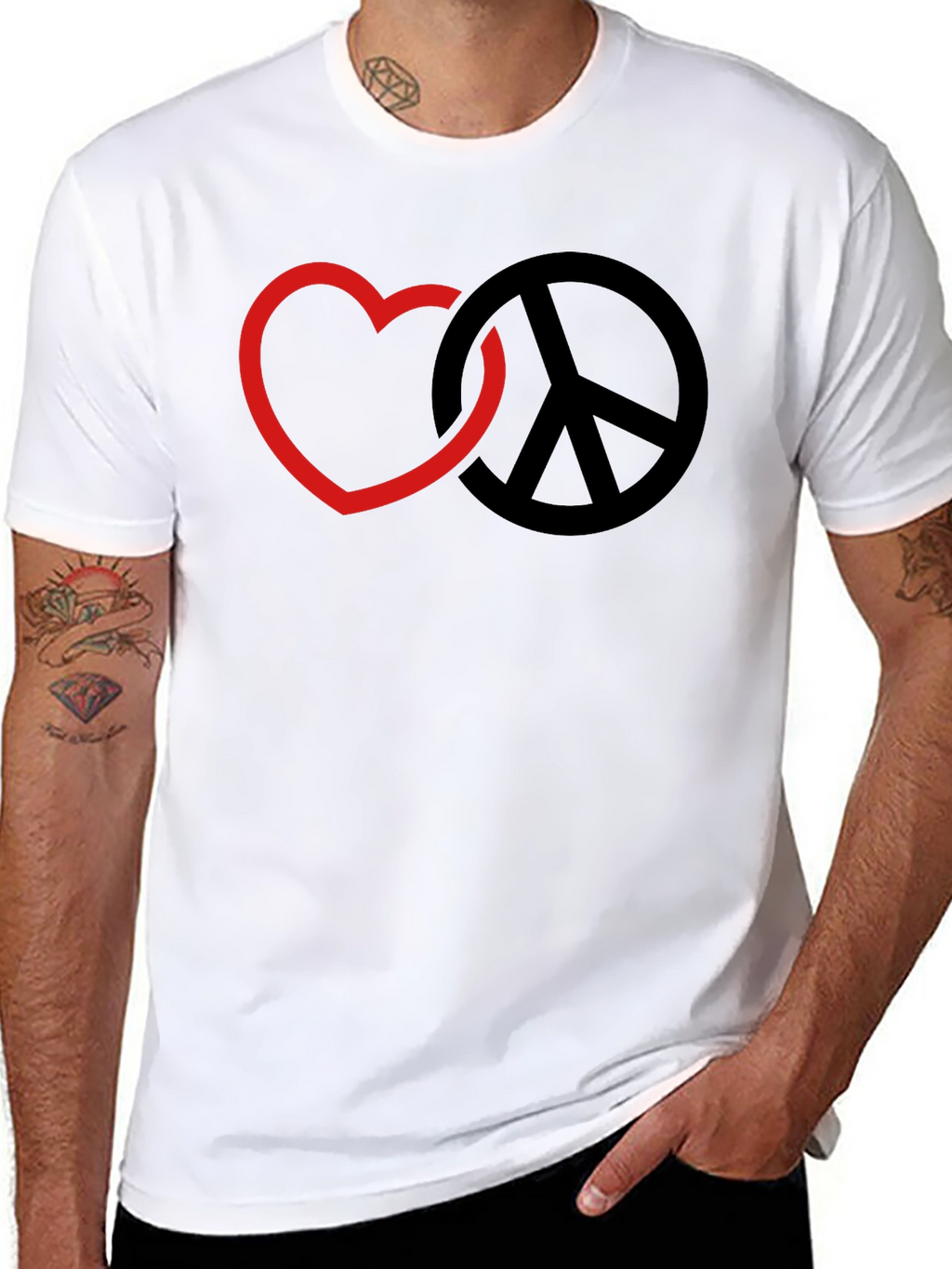 Love & Peace Graphic T-Shirt - Black