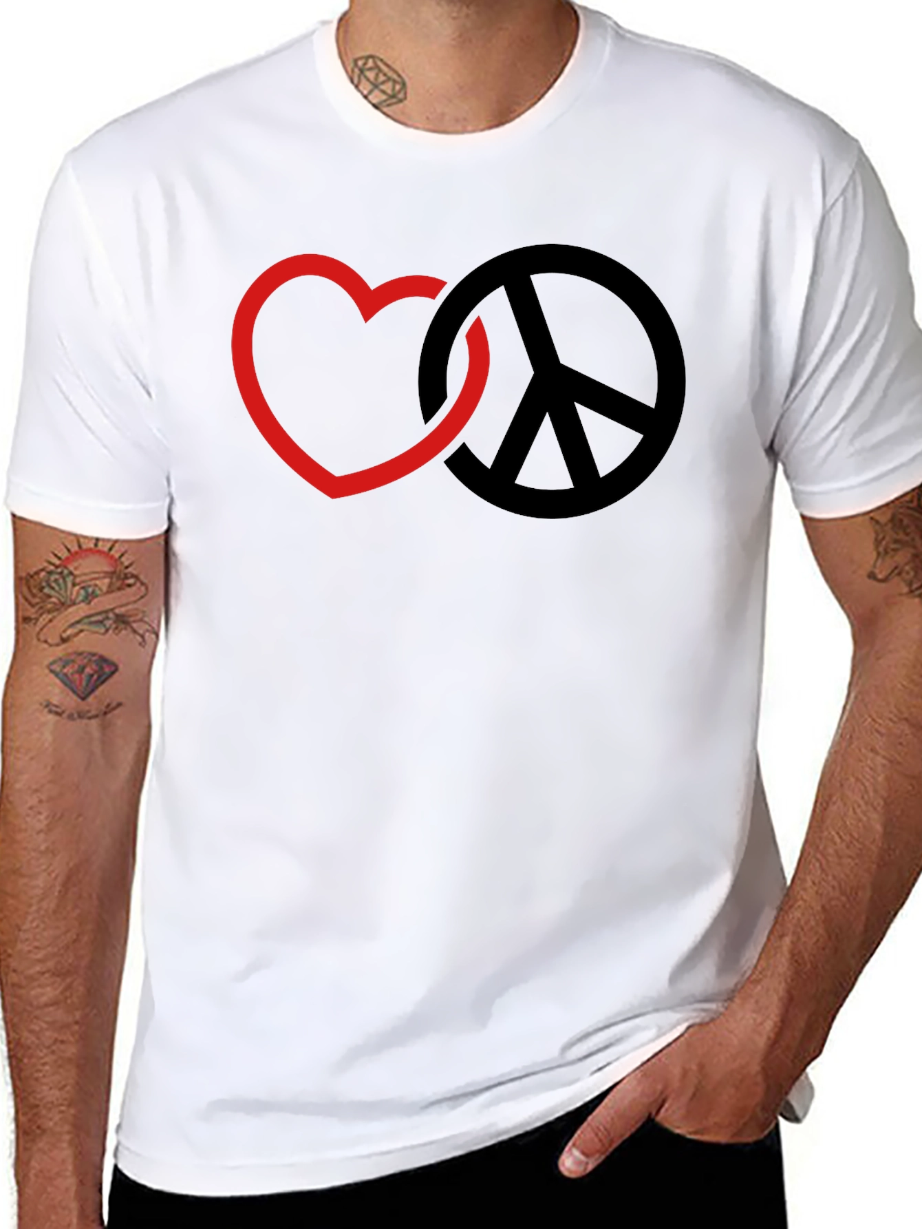 Love & Peace Graphic T-Shirt - Black
