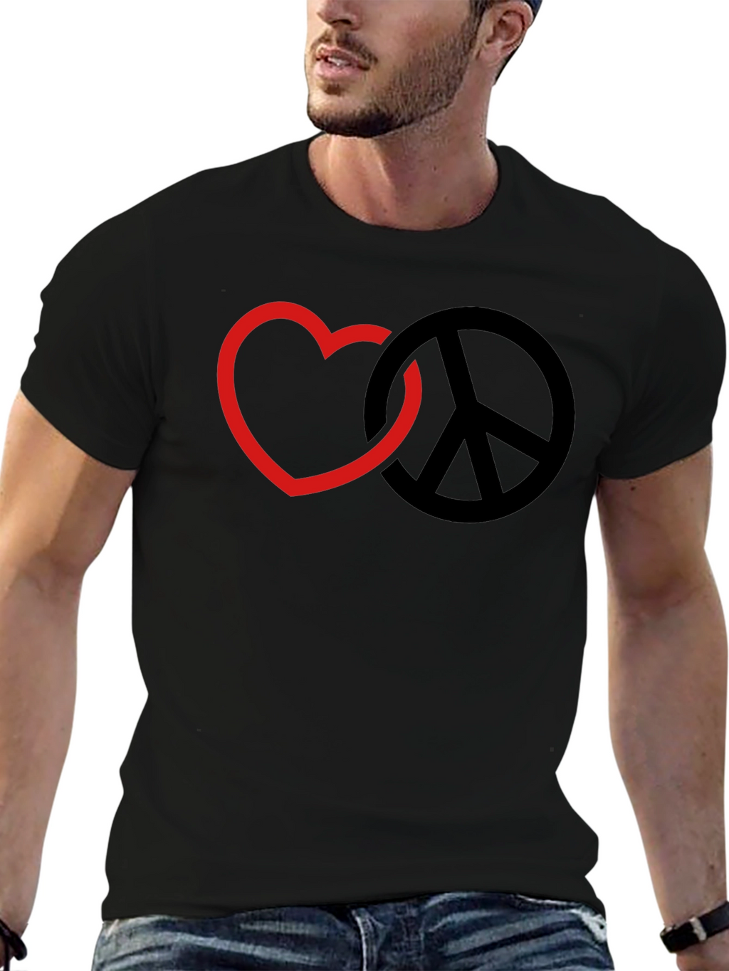 Love & Peace Graphic T-Shirt - Black