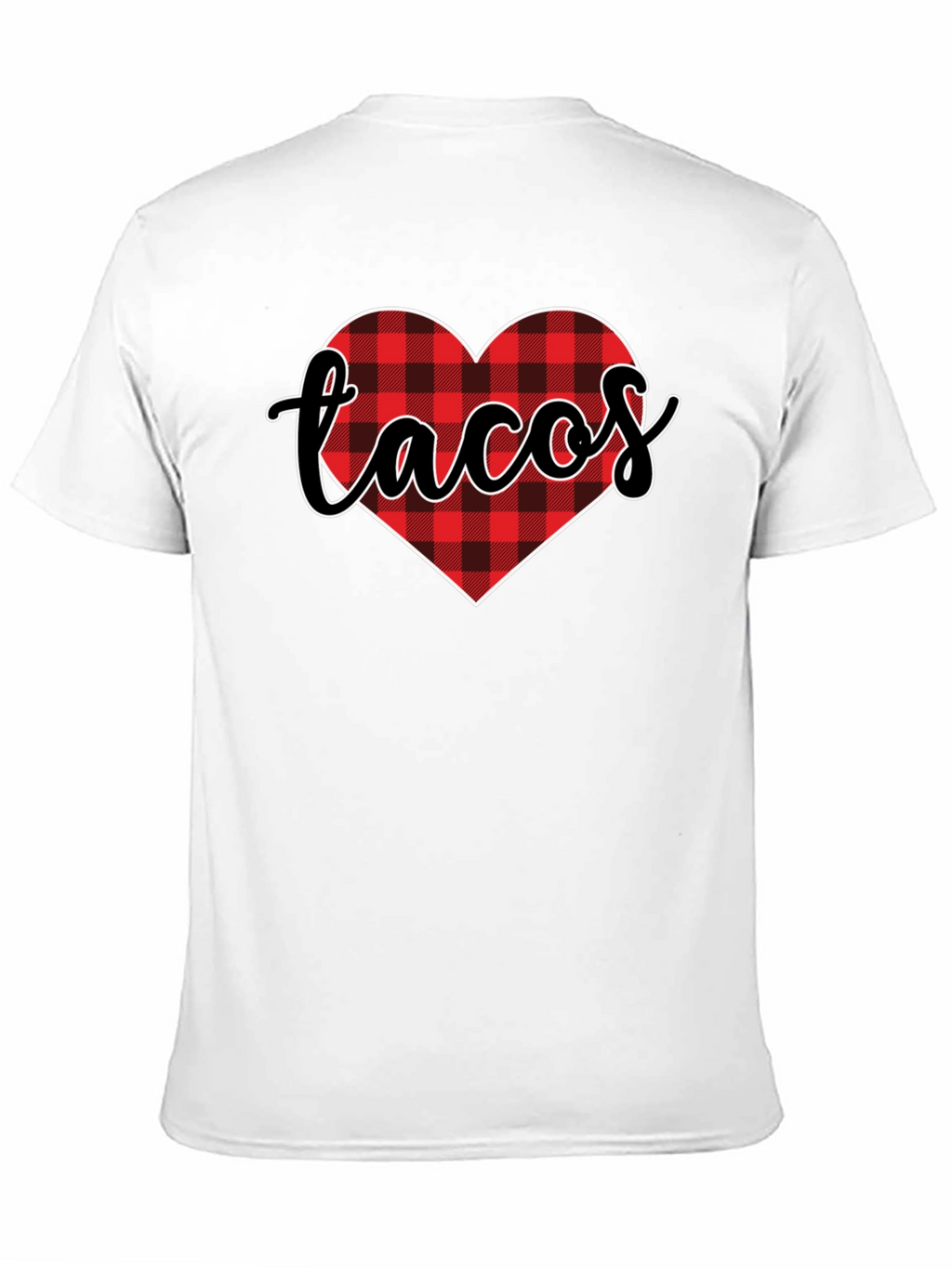 Tacos Lover Heart Buffalo Plaid Tee - Black