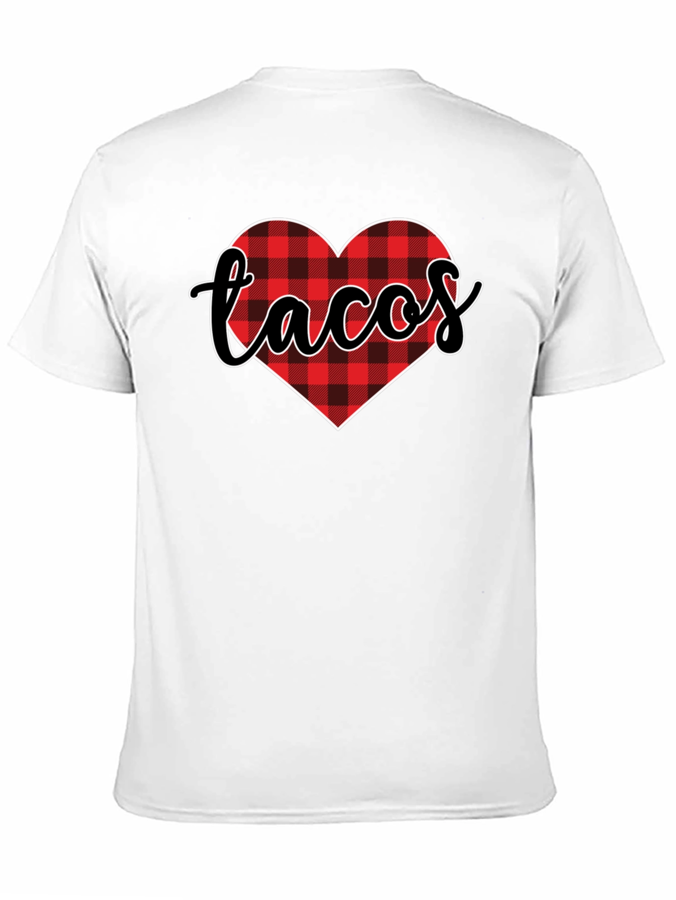 Tacos Lover Heart Buffalo Plaid Tee - Black