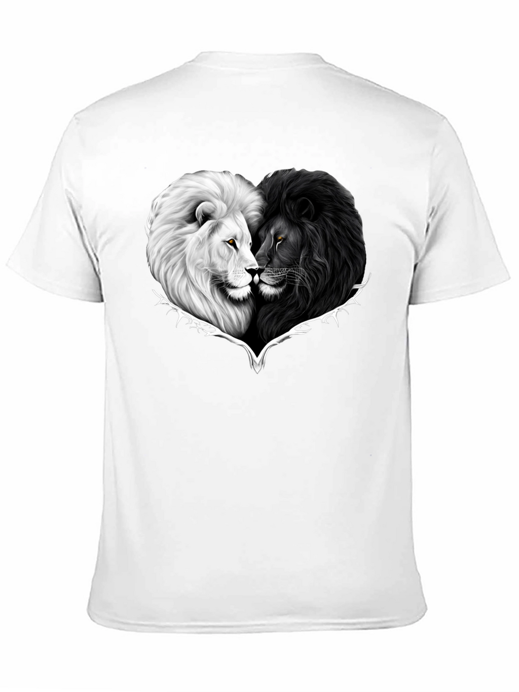 Yin Yang Lions Heart Graphic Tee - Black