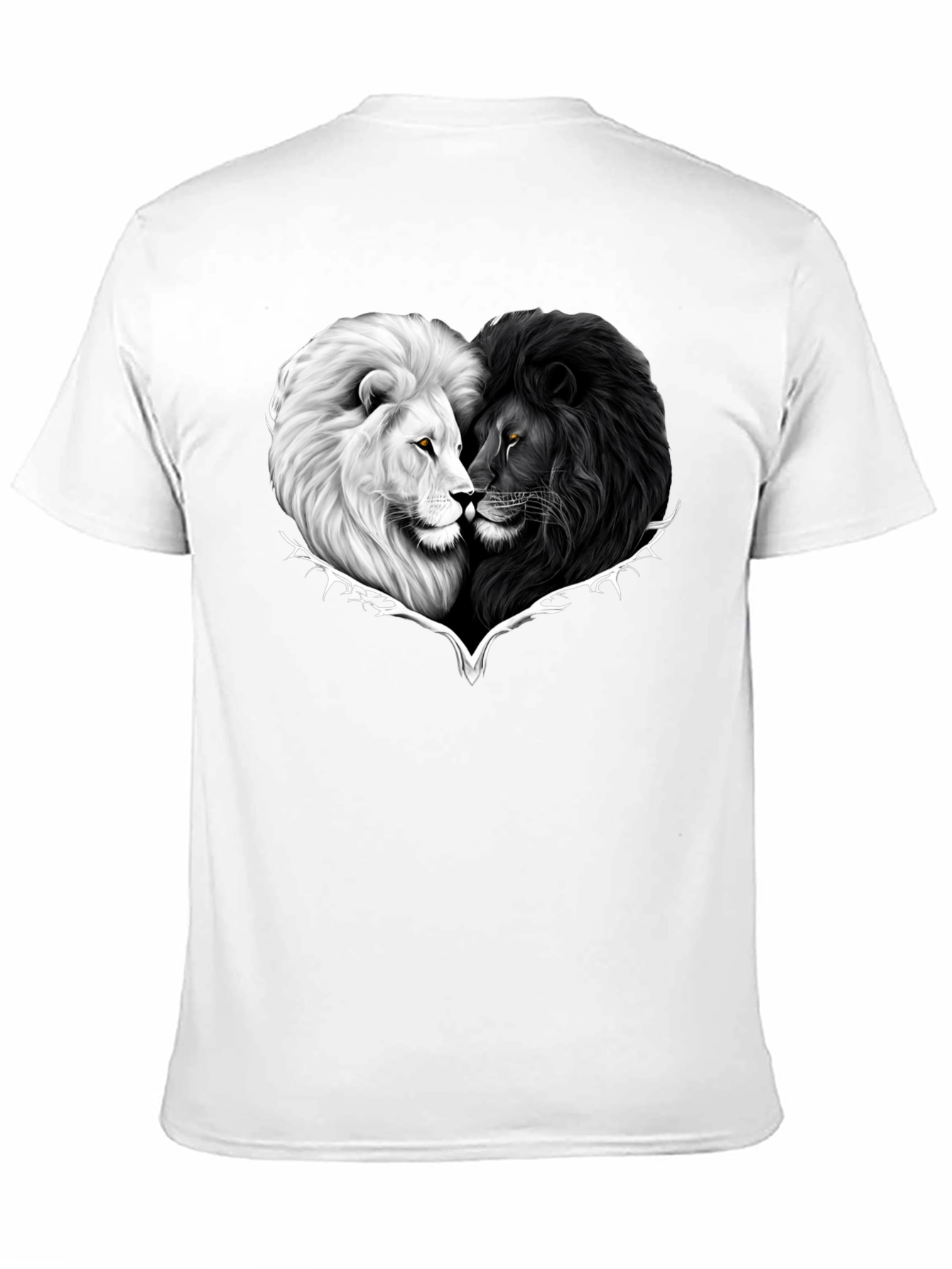 Yin Yang Lions Heart Graphic Tee - Black
