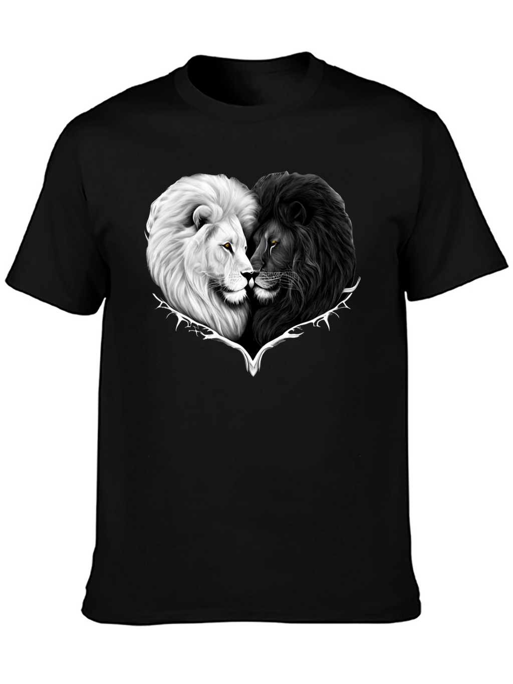 Yin Yang Lions Heart Graphic Tee - Black