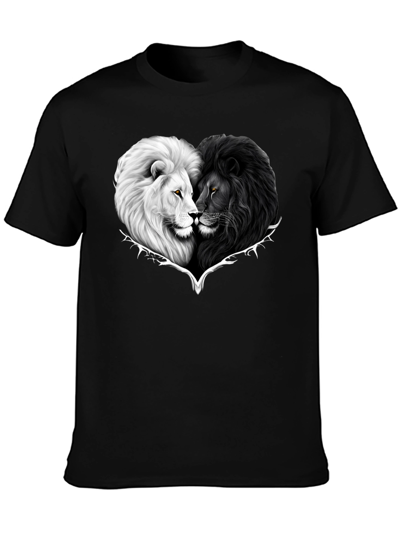 Yin Yang Lions Heart Graphic Tee - Black